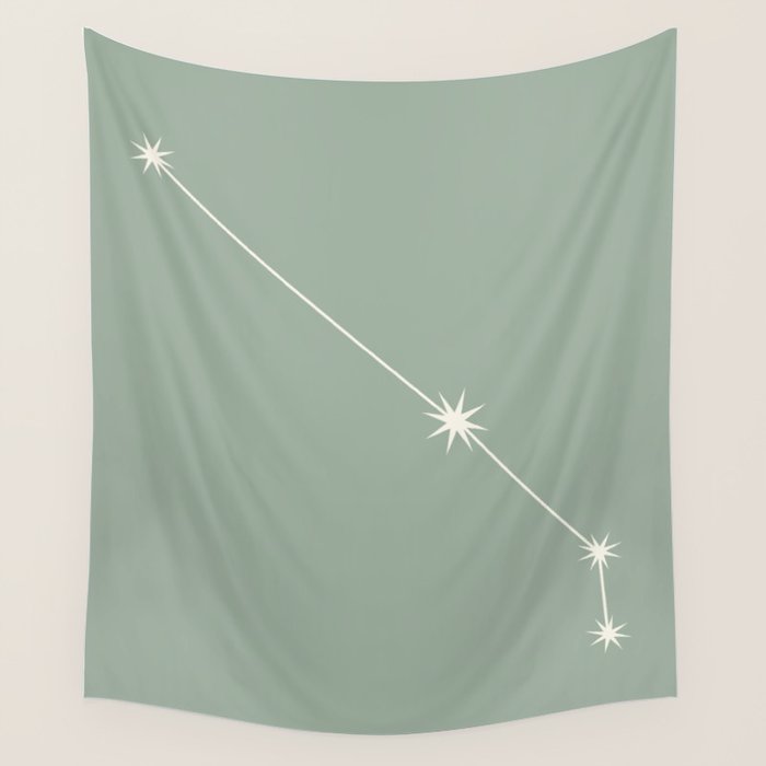 Aries Zodiac Star Constellation Line Art Soft Sage Wall Tapestry Gallery Image 1