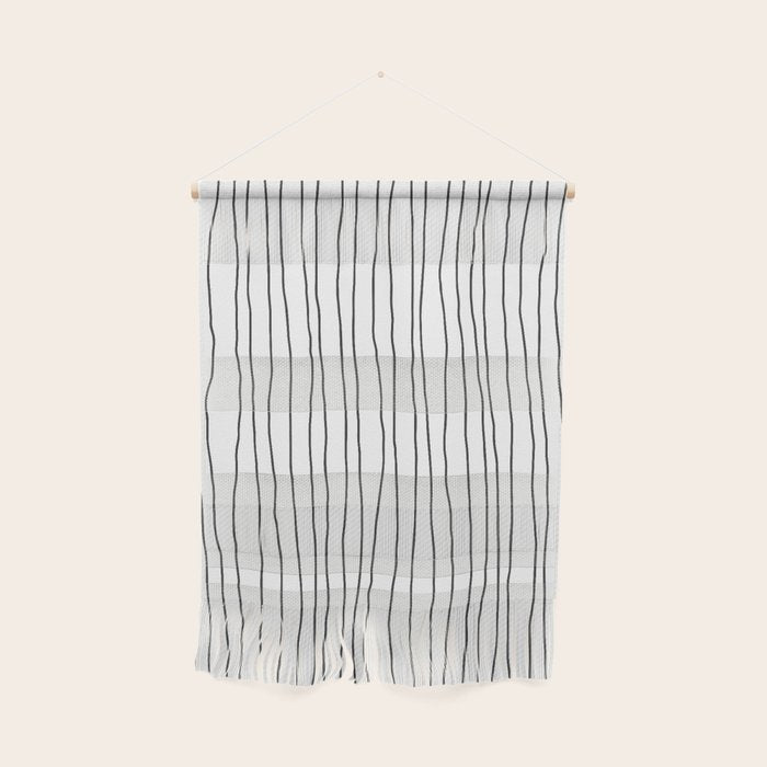 Hand Drawn Lines Vertical White Dark Gray Wall Hanging Gallery Image 1