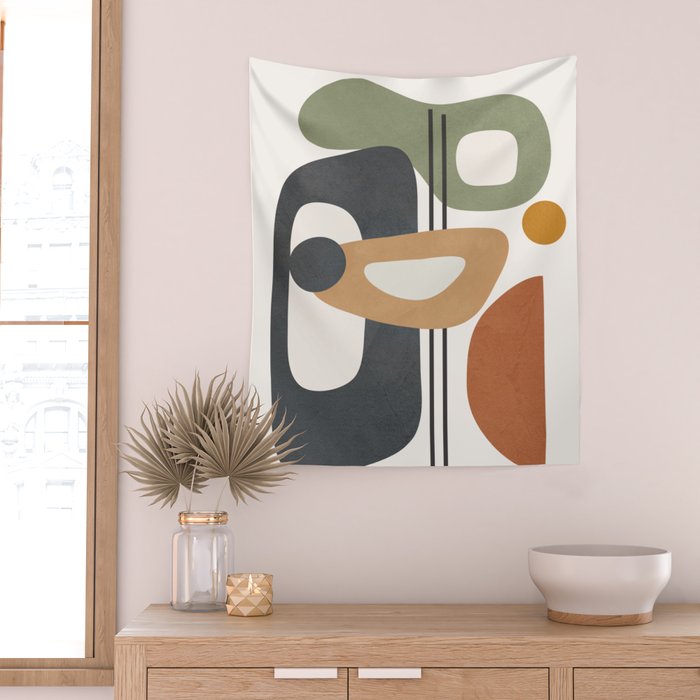 Modern Abstract Shapes 12 Wall Tapestry Gallery Image 2