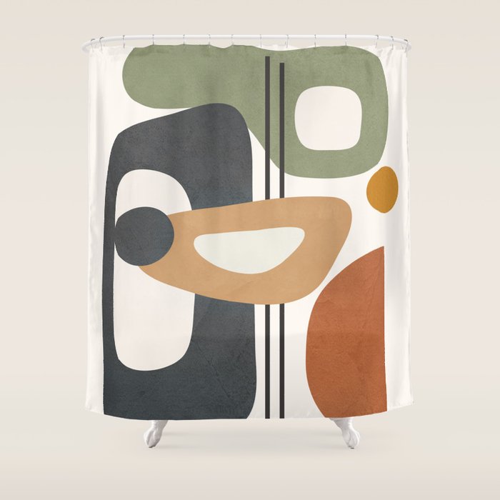 Modern Abstract Shapes 12 Shower Curtain Gallery Image 1