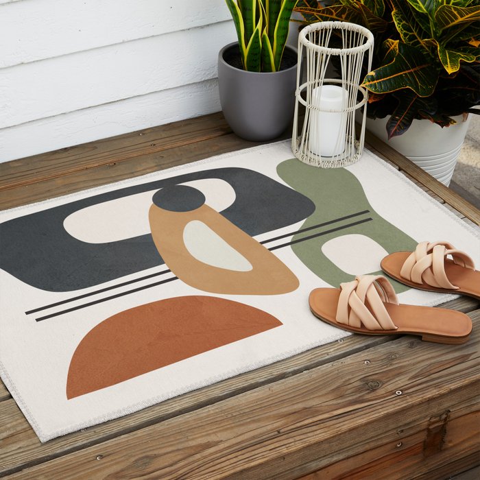 Modern Abstract Shapes 12 Outdoor Rug Gallery Image 2