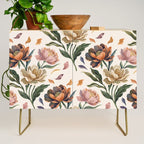 Hand Painted Peony Florals Credenza Gallery Image 1