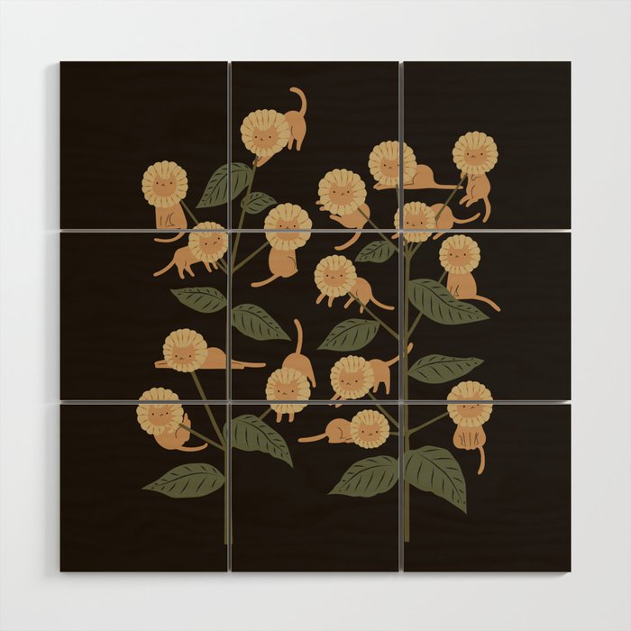 Cat and Plant 7: Catmouflage 2 Wood Wall Art Gallery Image 1