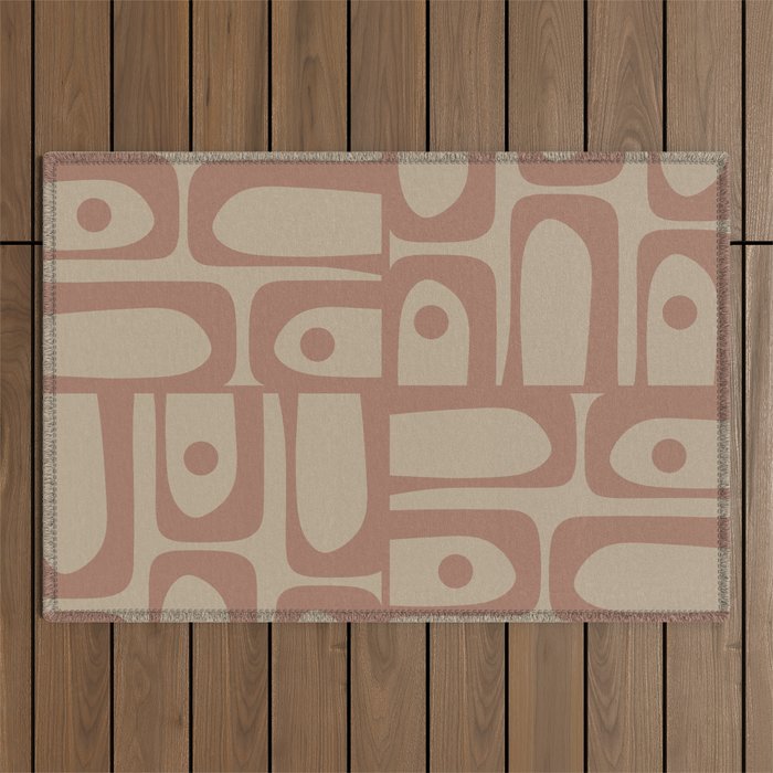 Mid Century Modern Piquet 12 Inspired by PANTONE 17 1230 Color of the Year Mocha Mousse Outdoor Rug Gallery Image 1
