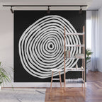 Black & White Minimalist Mid Century Abstract Ink Line Spiral Hypnotic Circle Wall Mural Gallery Image 1
