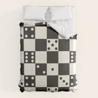 Checkered Dice Pattern (Creamy Milk & Dark Charcoal Color Palette) Duvet Cover Gallery Image 6