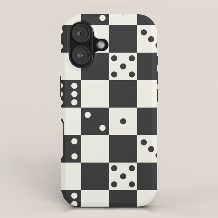 Checkered Dice Pattern (Creamy Milk & Dark Charcoal Color Palette) iPhone Case Gallery Image 1