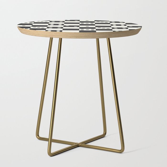 Checkered Dice Pattern (Creamy Milk & Dark Charcoal Color Palette) Side Table Gallery Image 1