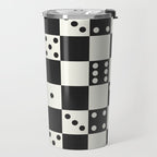 Checkered Dice Pattern (Creamy Milk & Dark Charcoal Color Palette) Travel Mug Gallery Image 2