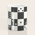 Checkered Dice Pattern (Creamy Milk & Dark Charcoal Color Palette) Coffee Mug Gallery Image 4