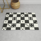 Checkered Dice Pattern (Creamy Milk & Dark Charcoal Color Palette) Rug Gallery Image 1