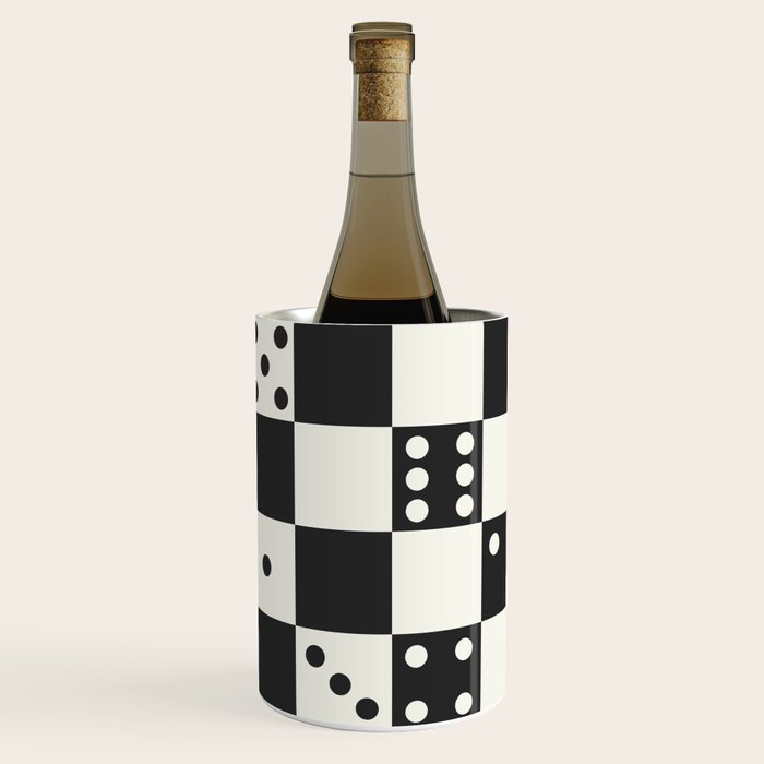 Checkered Dice Pattern (Creamy Milk & Dark Charcoal Color Palette) Wine Chiller Gallery Image 3