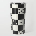 Checkered Dice Pattern (Creamy Milk & Dark Charcoal Color Palette) Travel Mug Gallery Image 1