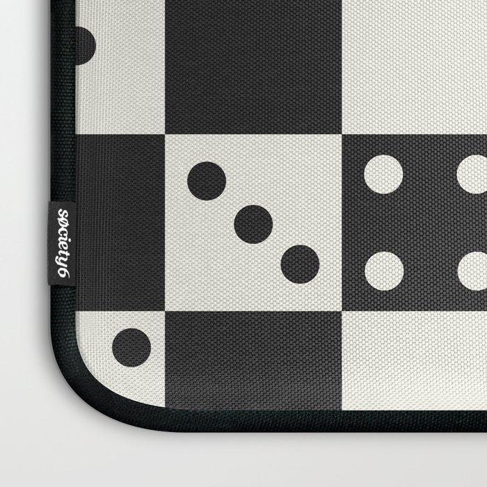 Checkered Dice Pattern (Creamy Milk & Dark Charcoal Color Palette) Laptop Sleeve Gallery Image 3