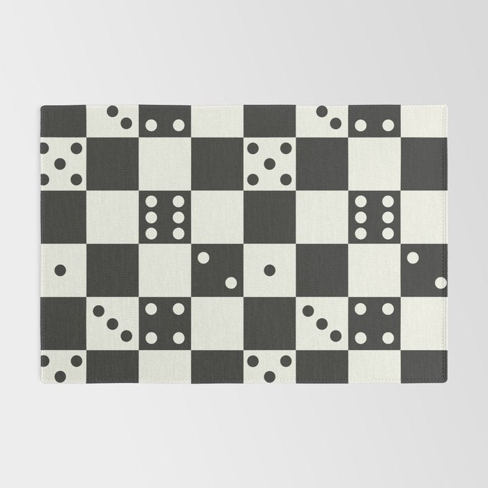 Checkered Dice Pattern (Creamy Milk & Dark Charcoal Color Palette) Rug Gallery Image 2