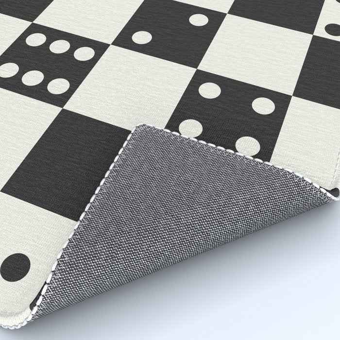 Checkered Dice Pattern (Creamy Milk & Dark Charcoal Color Palette) Rug Gallery Image 4