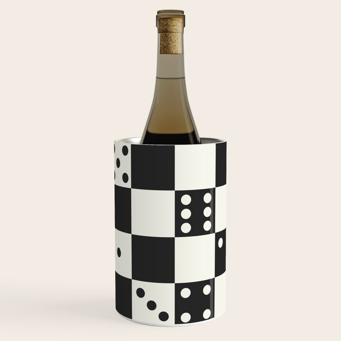 Checkered Dice Pattern (Creamy Milk & Dark Charcoal Color Palette) Wine Chiller Gallery Image 2