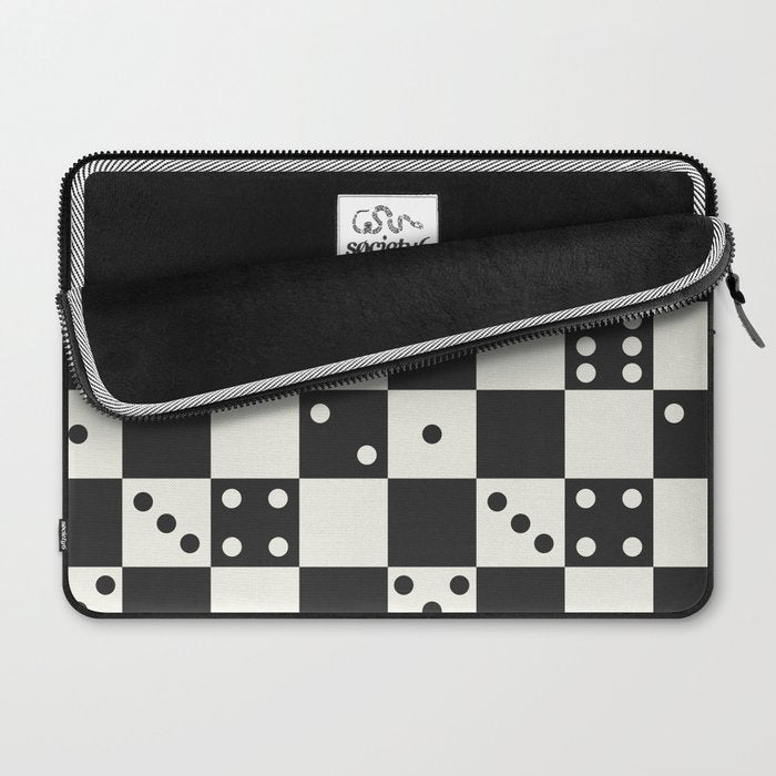 Checkered Dice Pattern (Creamy Milk & Dark Charcoal Color Palette) Laptop Sleeve Gallery Image 2