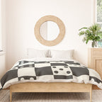 Checkered Dice Pattern (Creamy Milk & Dark Charcoal Color Palette) Duvet Cover Gallery Image 3