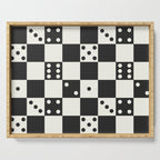 Checkered Dice Pattern (Creamy Milk & Dark Charcoal Color Palette) Serving Tray Gallery Image 1