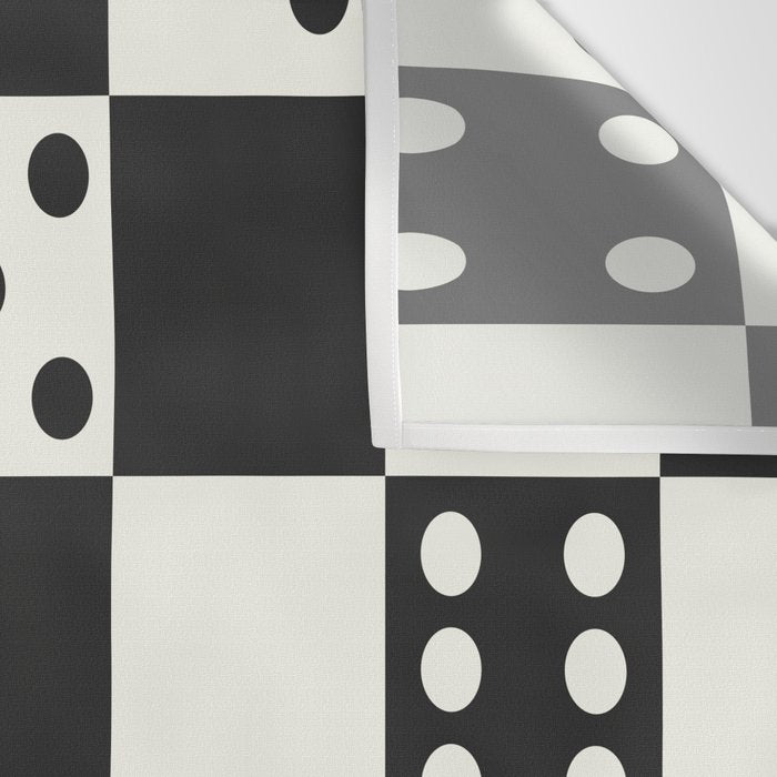 Checkered Dice Pattern (Creamy Milk & Dark Charcoal Color Palette) Wall Tapestry Gallery Image 3