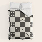 Checkered Dice Pattern (Creamy Milk & Dark Charcoal Color Palette) Comforter Gallery Image 6