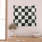 Checkered Dice Pattern (Creamy Milk & Dark Charcoal Color Palette) Wall Tapestry Gallery Image 2