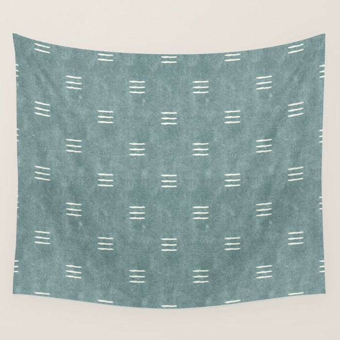 triple dash - dusty blue Wall Tapestry Gallery Image 1