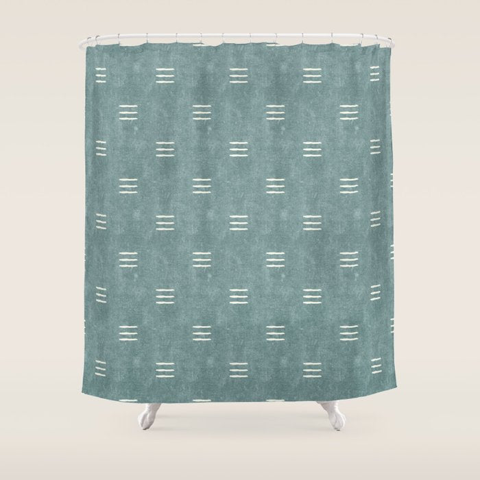 triple dash - dusty blue Shower Curtain Gallery Image 1