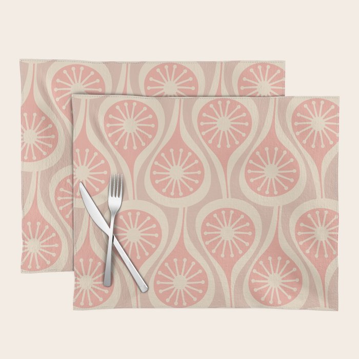 Mid Century Modern Atomic Drops Retro Pattern in Dusky Blush Pink Placemat Gallery Image 1
