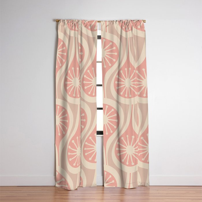 Mid Century Modern Atomic Drops Retro Pattern in Dusky Blush Pink Window Curtain Gallery Image 3