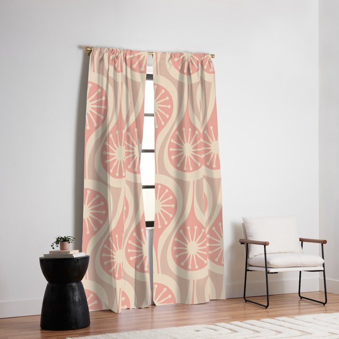 Mid Century Modern Atomic Drops Retro Pattern in Dusky Blush Pink Window Curtain Gallery Image 6