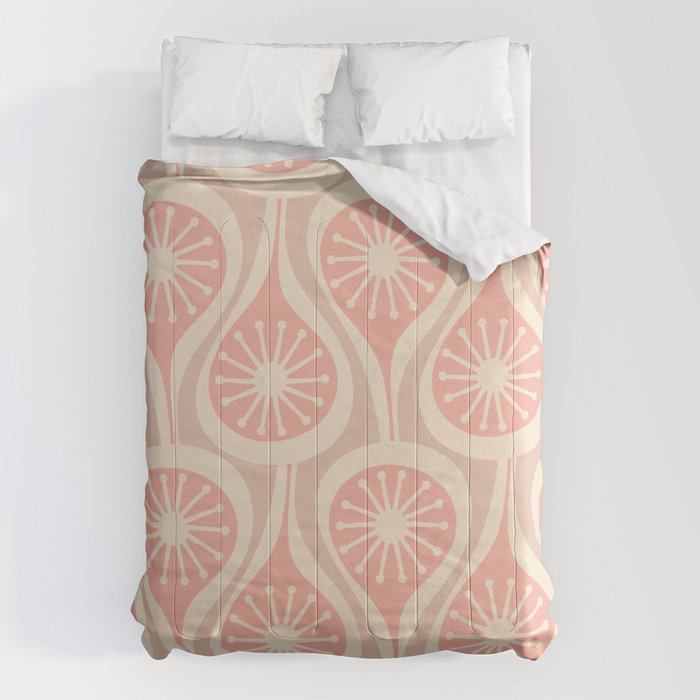 Mid Century Modern Atomic Drops Retro Pattern in Dusky Blush Pink Comforter Gallery Image 1