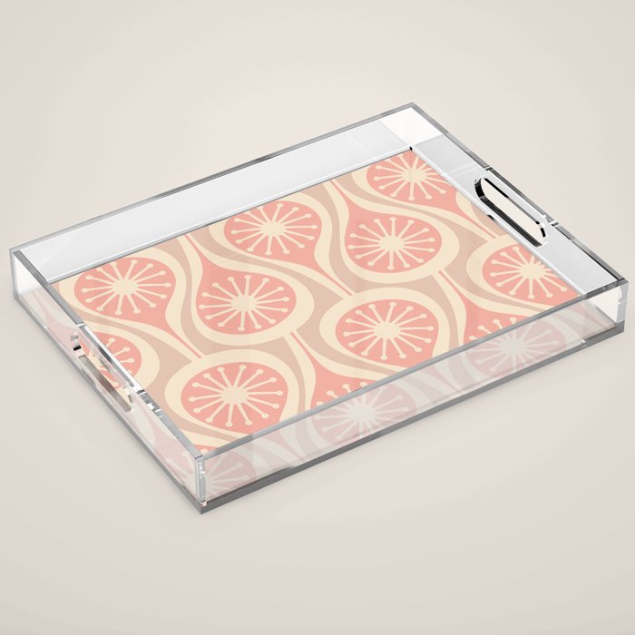 Mid Century Modern Atomic Drops Retro Pattern in Dusky Blush Pink Acrylic Tray Gallery Image 1