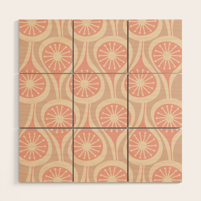 Mid Century Modern Atomic Drops Retro Pattern in Dusky Blush Pink Wood Wall Art Gallery Image 1