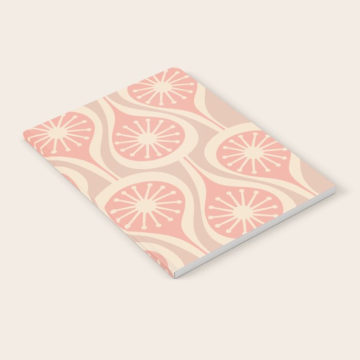 Mid Century Modern Atomic Drops Retro Pattern in Dusky Blush Pink Notebook Gallery Image 1
