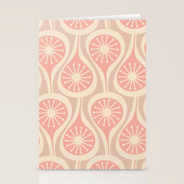 Mid Century Modern Atomic Drops Retro Pattern in Dusky Blush Pink Stationery Card Gallery Image 2