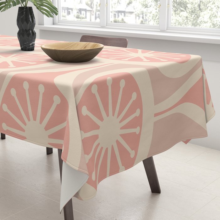 Mid Century Modern Atomic Drops Retro Pattern in Dusky Blush Pink Tablecloth Gallery Image 3