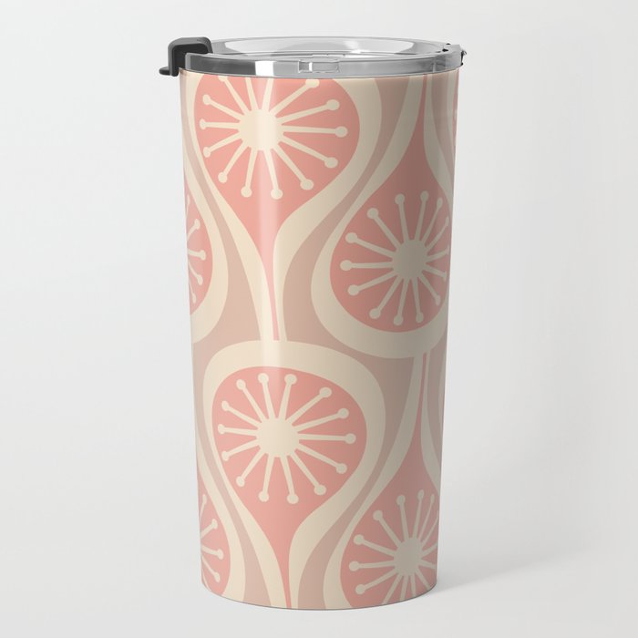 Mid Century Modern Atomic Drops Retro Pattern in Dusky Blush Pink Travel Mug Gallery Image 3