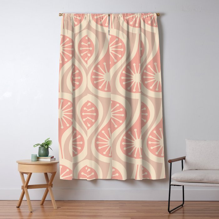 Mid Century Modern Atomic Drops Retro Pattern in Dusky Blush Pink Window Curtain Gallery Image 5