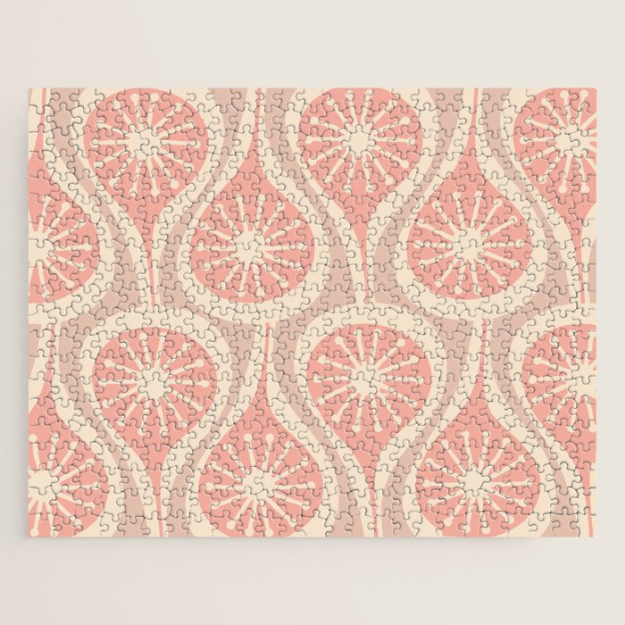 Mid Century Modern Atomic Drops Retro Pattern in Dusky Blush Pink Jigsaw Puzzle Gallery Image 1