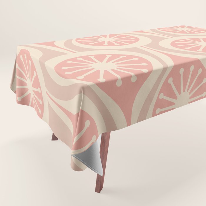 Mid Century Modern Atomic Drops Retro Pattern in Dusky Blush Pink Tablecloth Gallery Image 1