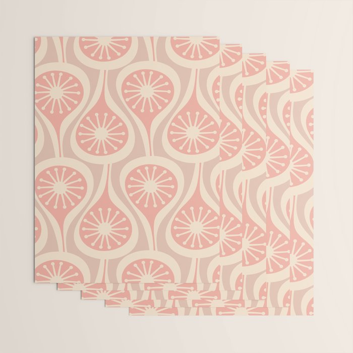 Mid Century Modern Atomic Drops Retro Pattern in Dusky Blush Pink Wrapping Paper Gallery Image 3