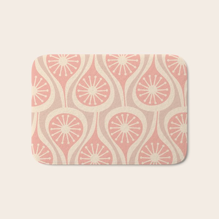 Mid Century Modern Atomic Drops Retro Pattern in Dusky Blush Pink Bath Mat Gallery Image 1