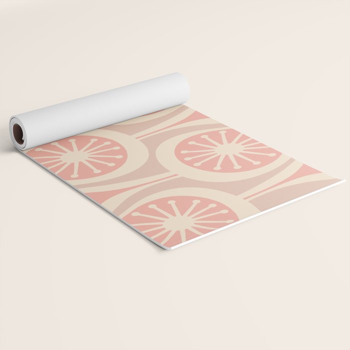 Mid Century Modern Atomic Drops Retro Pattern in Dusky Blush Pink Yoga Mat Gallery Image 2