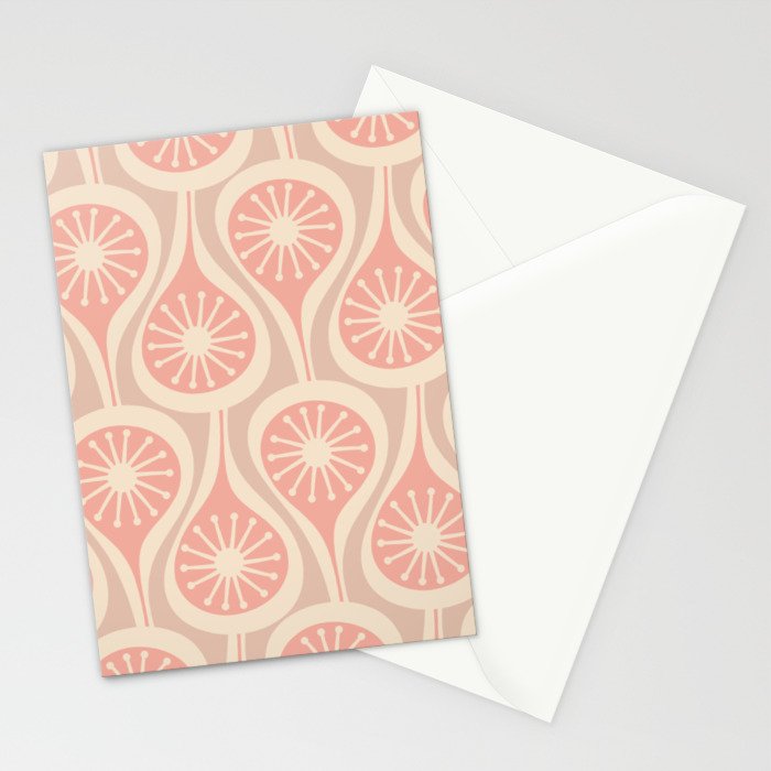 Mid Century Modern Atomic Drops Retro Pattern in Dusky Blush Pink Stationery Card Gallery Image 2