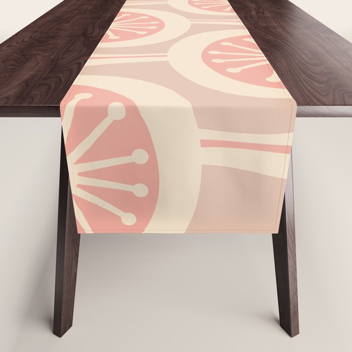 Mid Century Modern Atomic Drops Retro Pattern in Dusky Blush Pink Table Runner Gallery Image 1