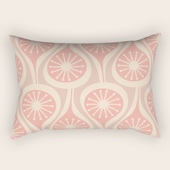 Mid Century Modern Atomic Drops Retro Pattern in Dusky Blush Pink Rectangular Pillow Gallery Image 1