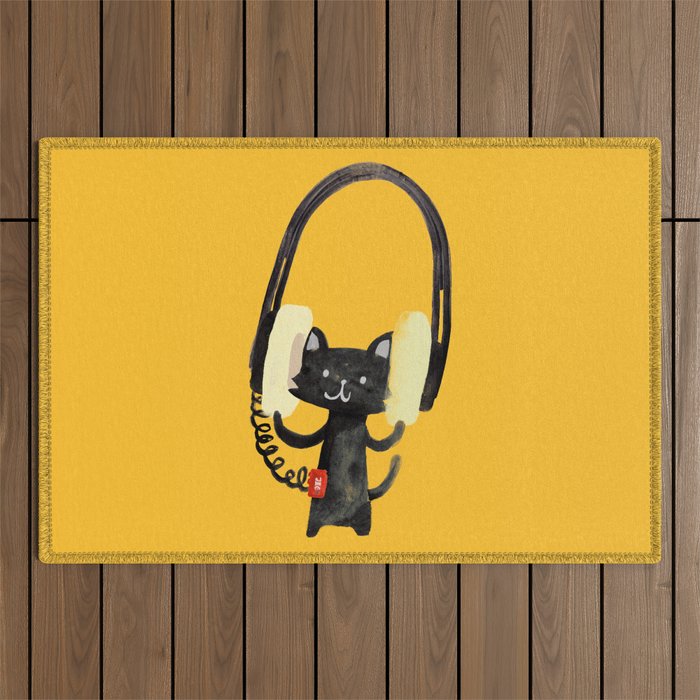 I Love Huge Headphone Outdoor Rug Gallery Image 1