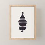 Black & White Minimalist Mid Century Paper collage Funky Black Ink Tribal Geometric by Ejaaz Haniff Mini Art Print Gallery Image 1
